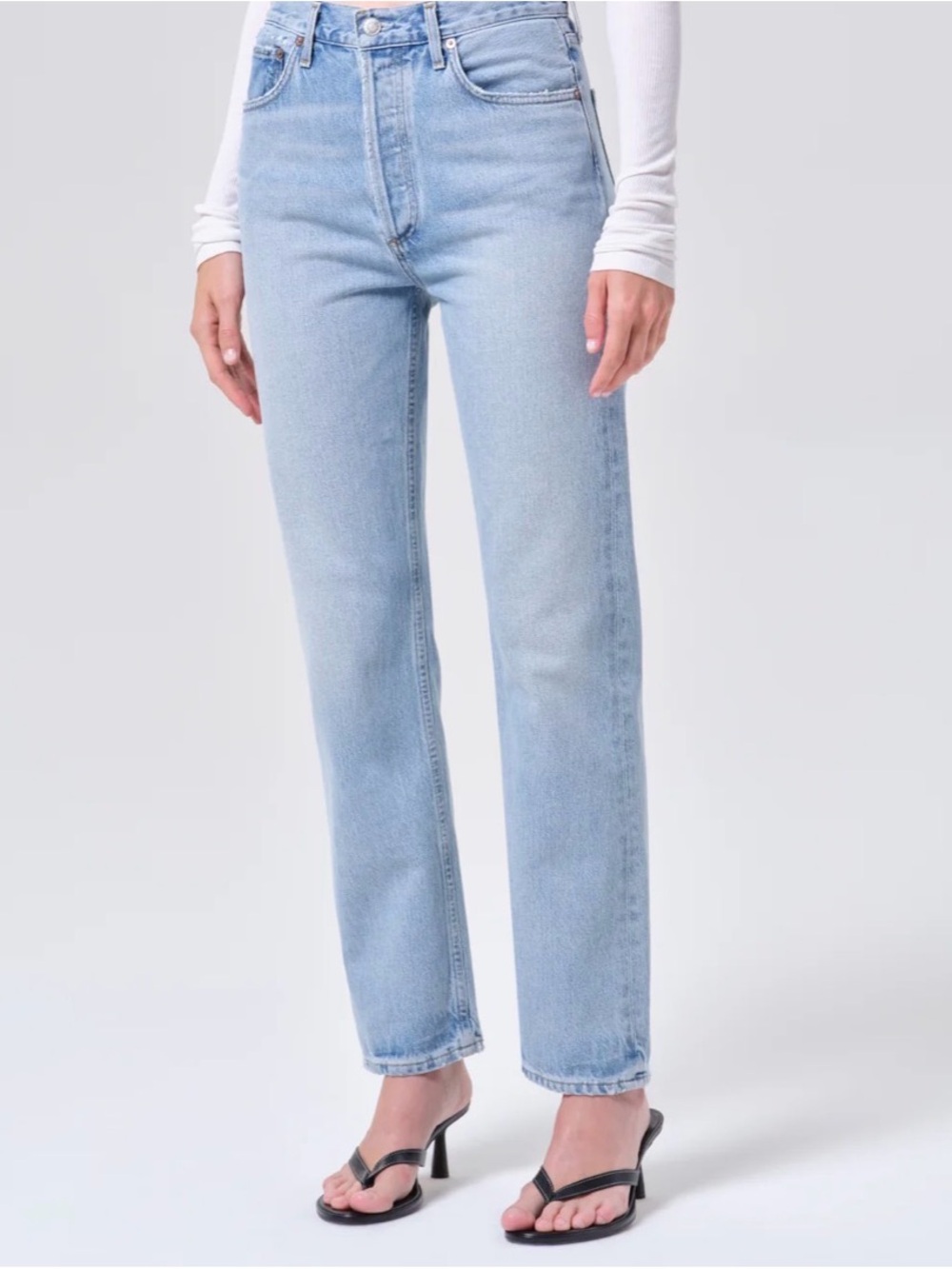 AGOLDE 90s Pinch Waist High-Rise Straight Leg Jeans - Light Blue